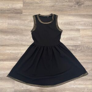 Black Dress with Gold Accents